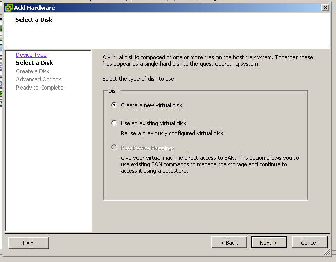 Create a new disk